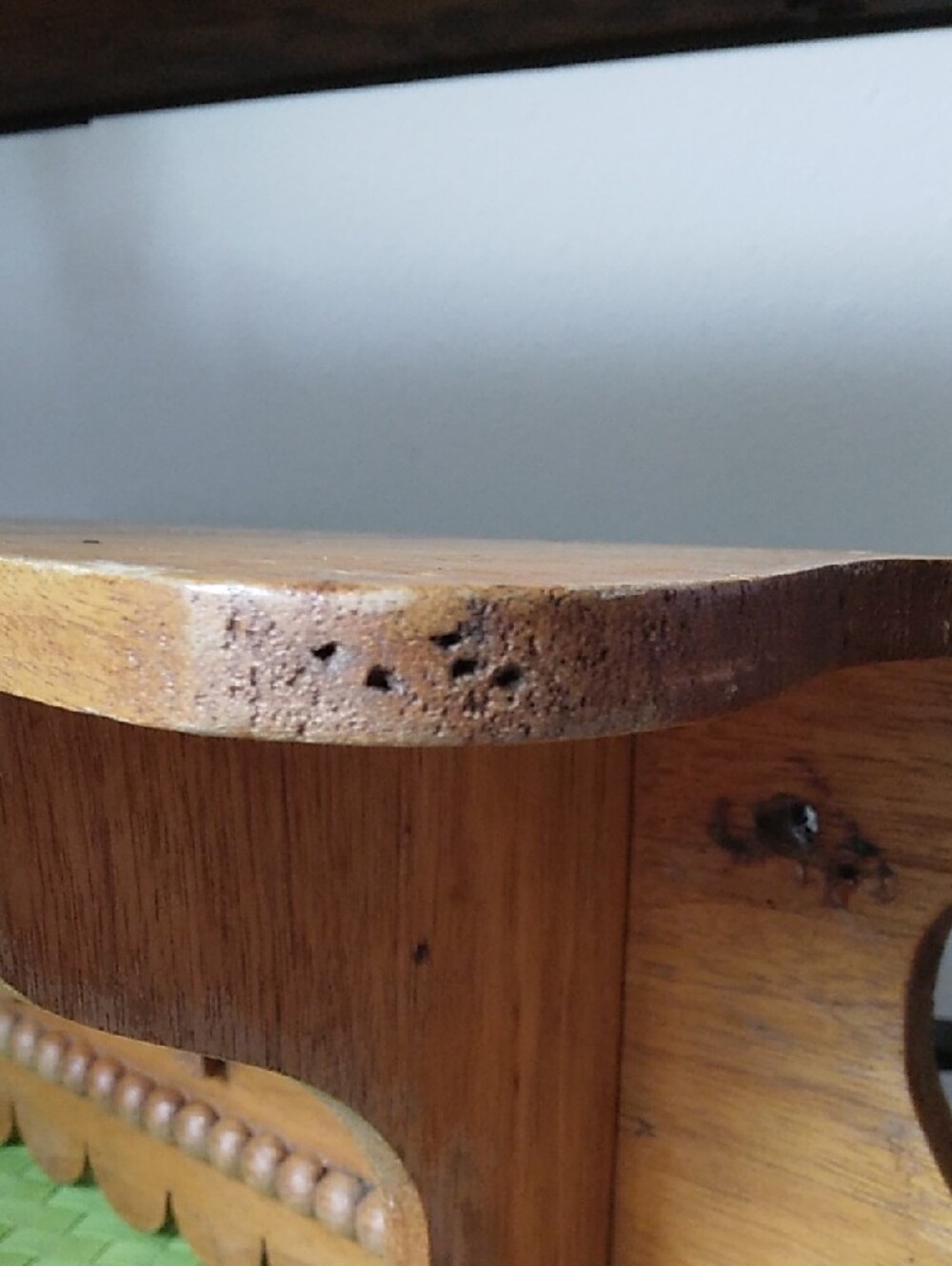 Decorative Carved Wood Wall Shelf - Natural Brown - Picture 3 of 16